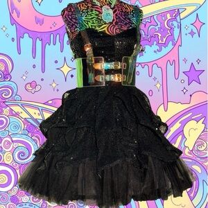 Betsey Johnson Black Sequined Tulle Party Dress